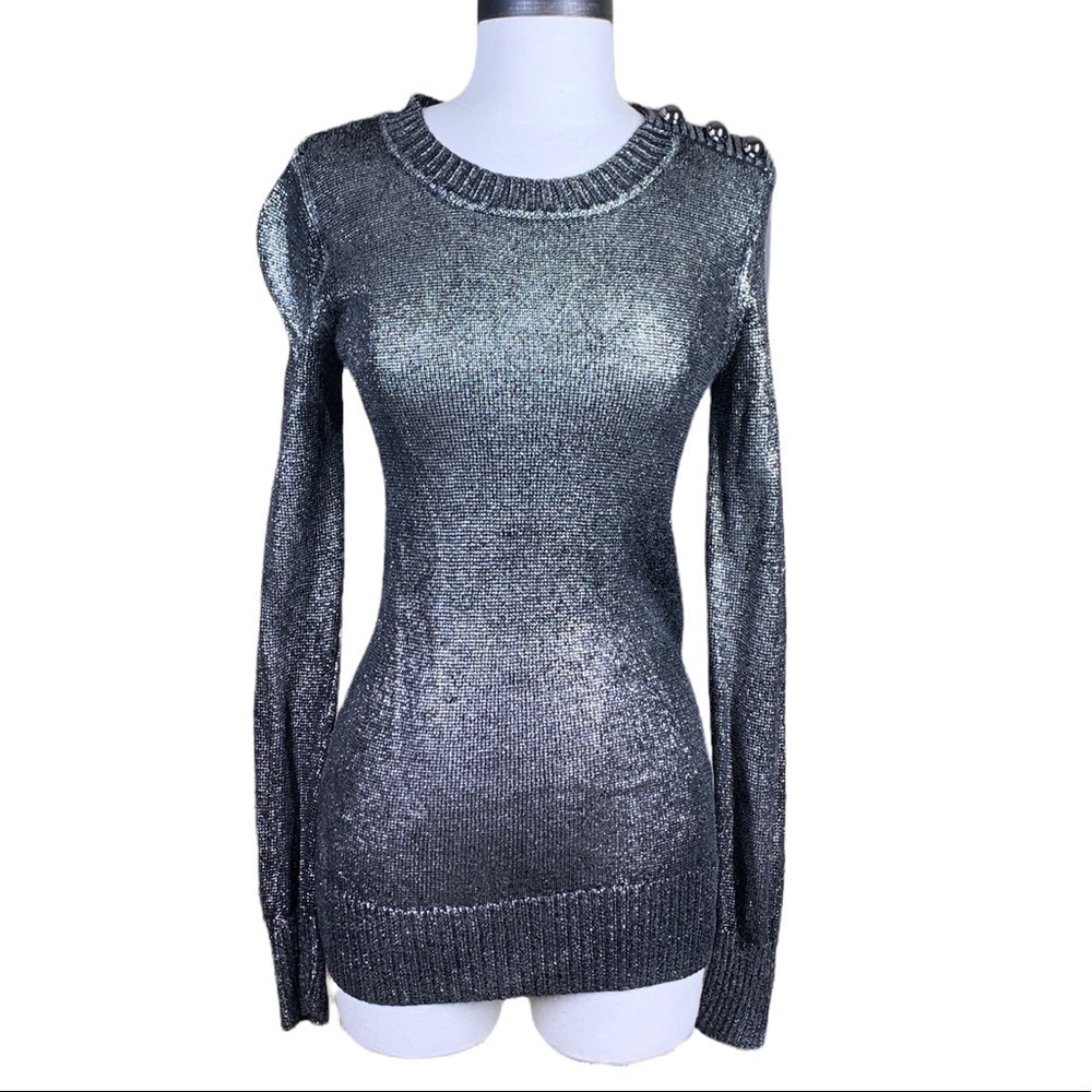 Rondina Nee York Silver metallic form fitting slinky sweater